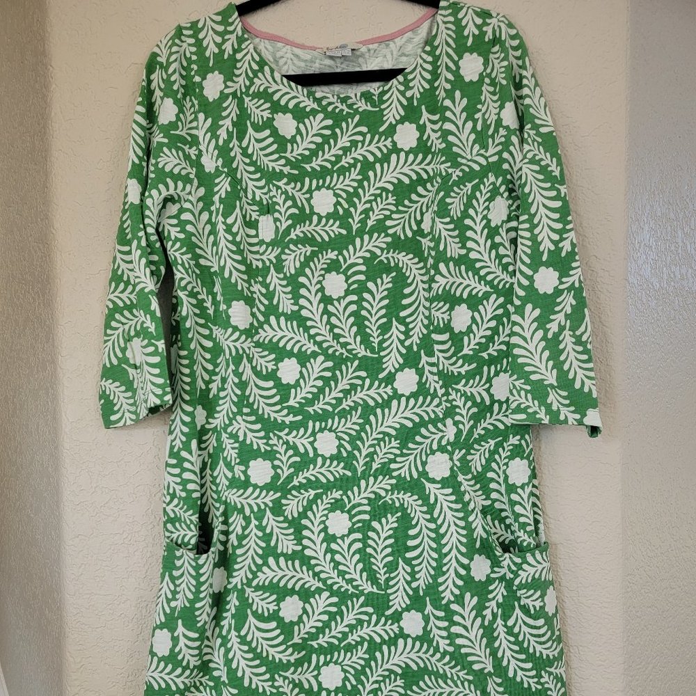 Boden Cotton Jersey Leaf Print Sheath Dress with Pockets